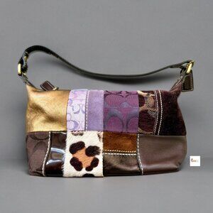 Coach Purple Patchwork Accessory Pouch Mini Bag